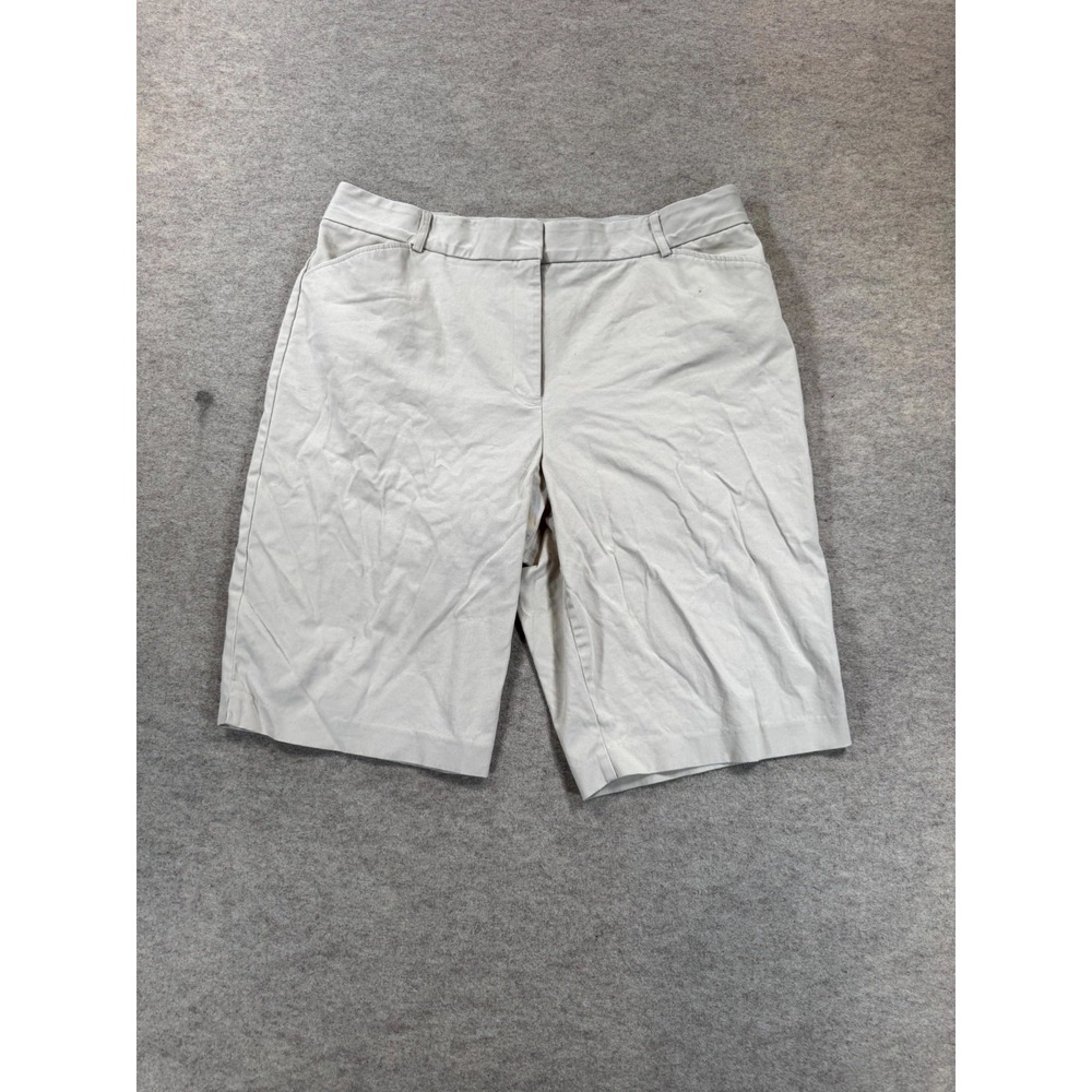 Kim Rogers Chino Shorts Womens 18 Gray Cotton Stretch Mid Rise Flat Front Casual